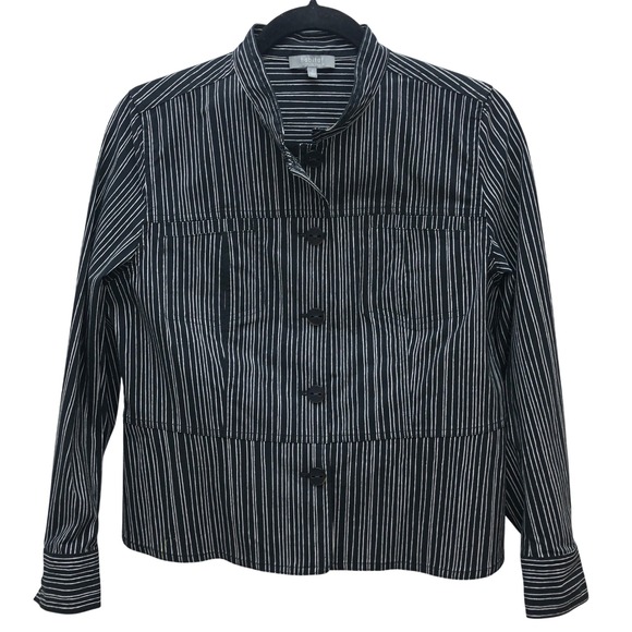 Habitat Striped Button Down Jacket Career Office Work Long Sleeve Top Size S - Picture 1 of 15